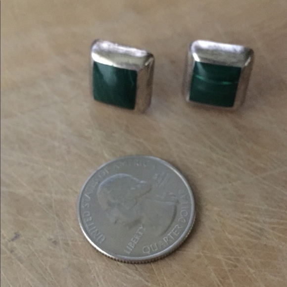 Vintage Taxco 925 silver inlaid malachite earrings - Picture 4 of 7